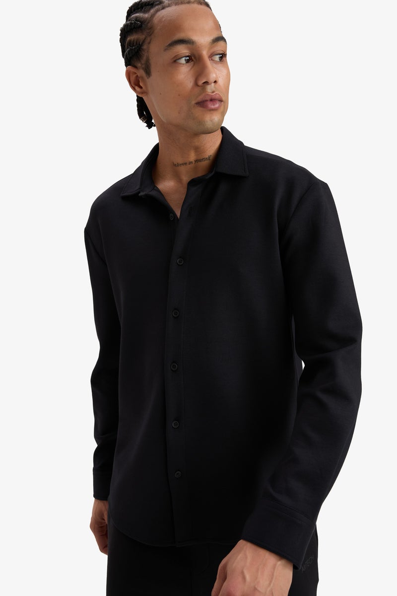 DeFacto Black Man DeFactoFit Long Sleeve Shirt Casual - Image 5